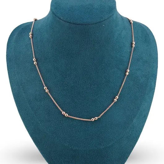 Lant Cupru placat cu Aur rose 14k, model satelit cu doi bumbi, imagine 2