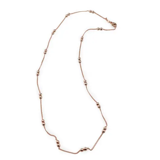 Lant Cupru placat cu Aur rose 14k, model satelit cu doi bumbi