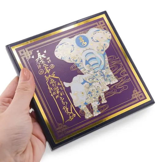 Placa Feng shui din lemn cu Elefant si Rinocer, remediu anti-furt, 2026, imagine 3