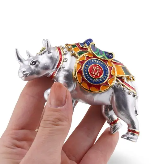 Statueta Premium Feng Shui din metal Elefant si Rinocer, 2026, imagine 5