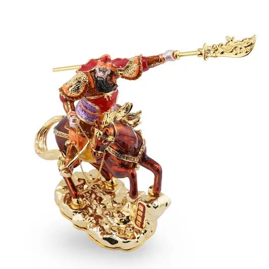 Statueta Premium Feng Shui din metal Kuan Kung Calare, 2026, imagine 3