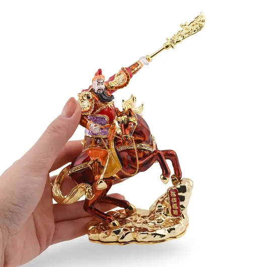 Statueta Premium Feng Shui din metal Kuan Kung Calare, 2026, imagine 4