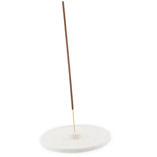 Suport aromaterapie pentru ardere betisoare parfumate gravat cu model mandala - alb, imagine 2