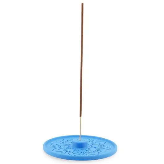 Suport aromaterapie pentru ardere betisoare parfumate gravat cu model mandala - albastru, imagine 2