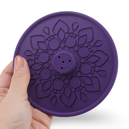 Suport aromaterapie pentru ardere betisoare parfumate gravat cu model mandala - mov, imagine 3