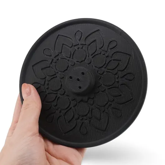 Suport aromaterapie pentru ardere betisoare parfumate gravat cu model mandala - negru, imagine 3