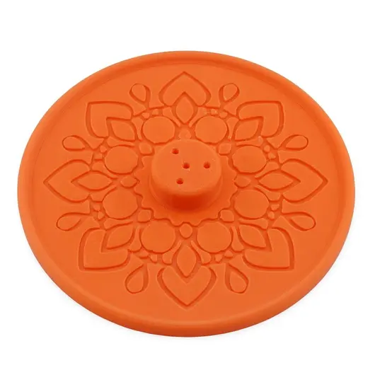 Suport aromaterapie pentru ardere betisoare parfumate gravat cu model mandala - portocaliu