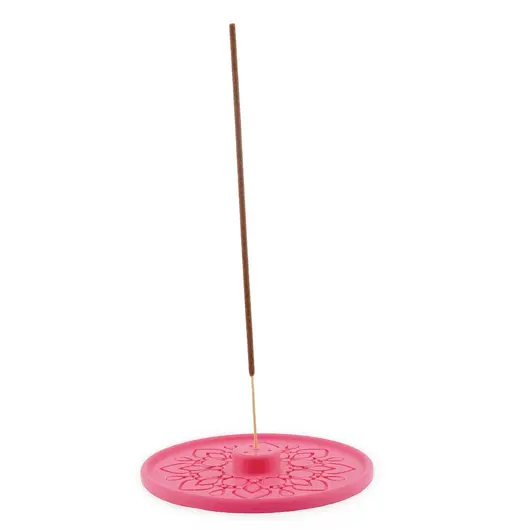 Suport aromaterapie pentru ardere betisoare parfumate gravat cu model mandala - roz, imagine 2