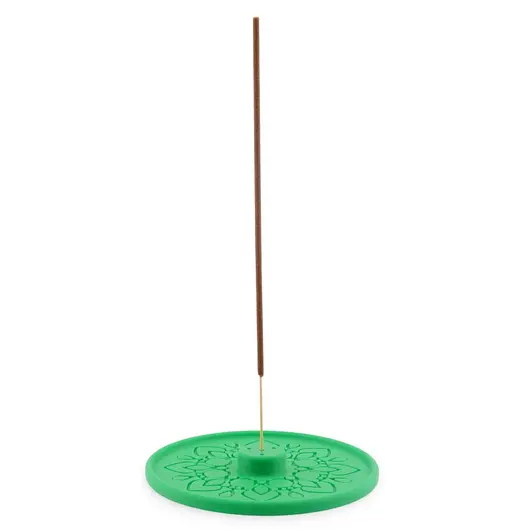 Suport aromaterapie pentru ardere betisoare parfumate gravat cu model mandala - verde, imagine 2