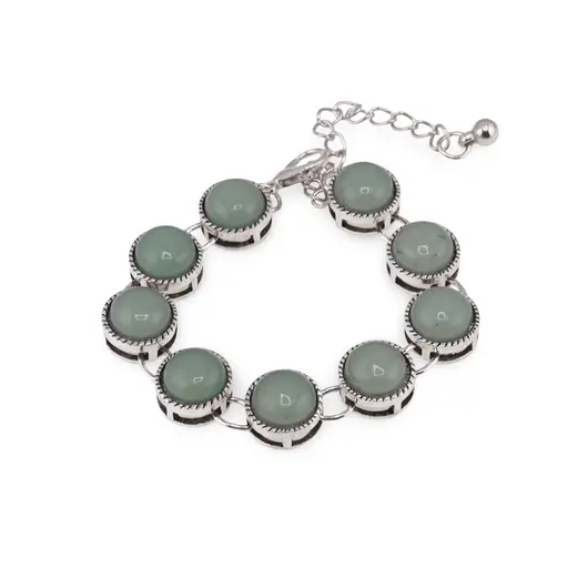 Bratara Aventurin cu montura metal, model rotund impletit