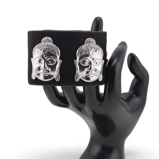 Bratara din piele neagra cu Buddha, imagine 2