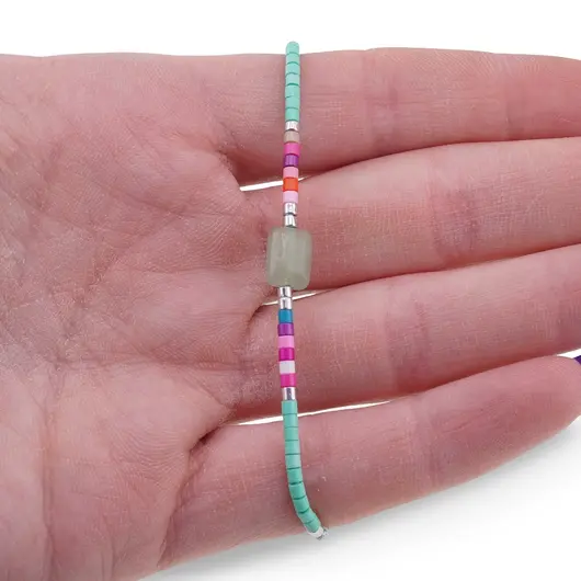 Bratara snur reglabil, Aventurin dreptunghiular si elemente colorate, imagine 3