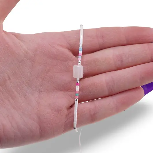 Bratara snur reglabil, Cuart transparent dreptunghiular si elemente colorate, imagine 3