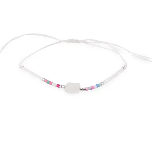 Bratara snur reglabil, Cuart transparent dreptunghiular si elemente colorate