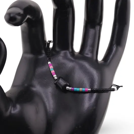 Bratara snur reglabil, Onix dreptunghiular si elemente colorate, imagine 2