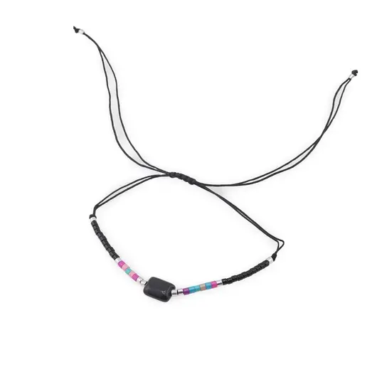 Bratara snur reglabil, Onix dreptunghiular si elemente colorate