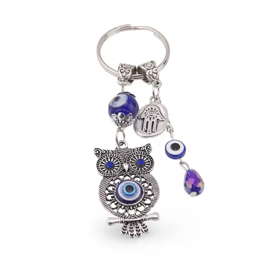 Breloc Feng Shui cu Bufnita, Hamsa si ochi protectori