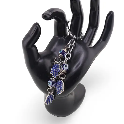 Breloc Feng Shui cu trei palme, Hamsa si ochi protectori, imagine 2