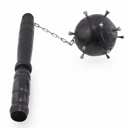 Buzdugan medieval vintage din lemn, model cu lant