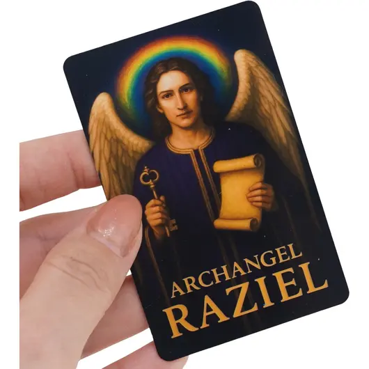 Card feng shui din plastic Arhanghelul RAZIEL, Ingerul intelepciunii si intuitiei, imagine 3