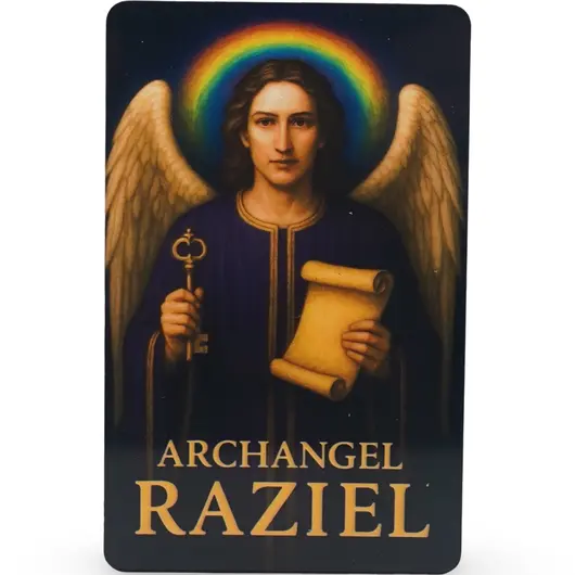 Card feng shui din plastic Arhanghelul RAZIEL, Ingerul intelepciunii si intuitiei