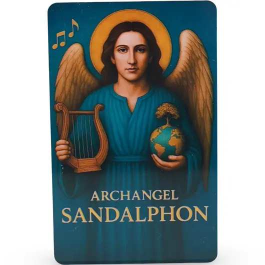 Card feng shui din plastic Arhanghelul SANDALPHON, protectorul rugaciunilor si impantarii
