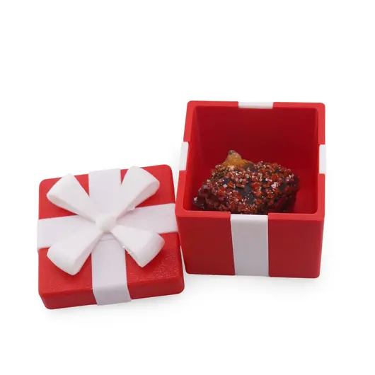 Cutie pentru cadou rosie cu fundita alba, 7cm, imagine 2