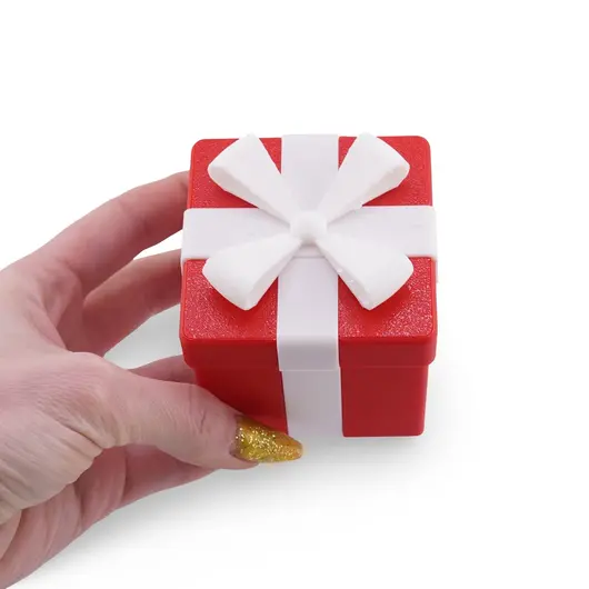 Cutie pentru cadou rosie cu fundita alba, 7cm, imagine 3