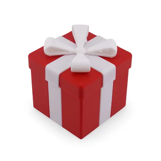 Cutie pentru cadou rosie cu fundita alba, 7cm