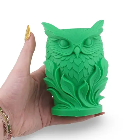 Decoratiune / Suport model bufnita - verde, imagine 3