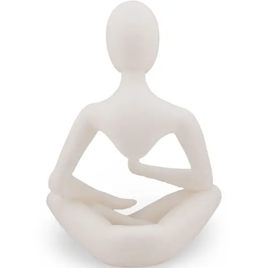 Figurina silueta in postura de meditatie, 12cm - alb, imagine 2