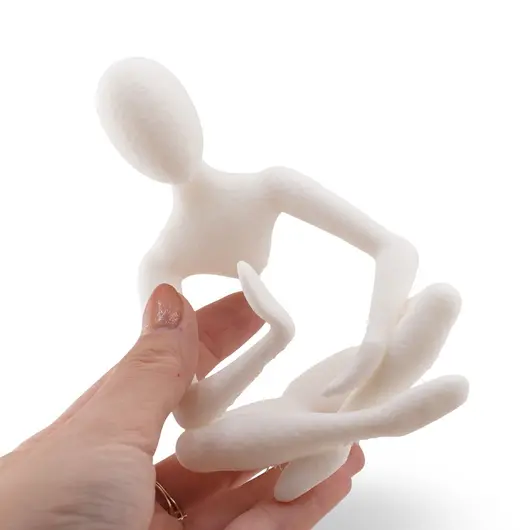 Figurina silueta in postura de meditatie, 12cm - alb, imagine 3