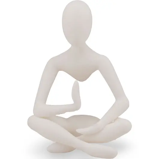Figurina silueta in postura de meditatie, 12cm - alb