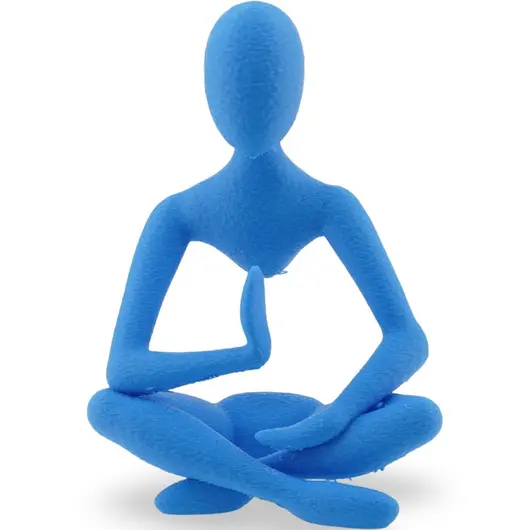 Figurina silueta in postura de meditatie, 12cm - albastru