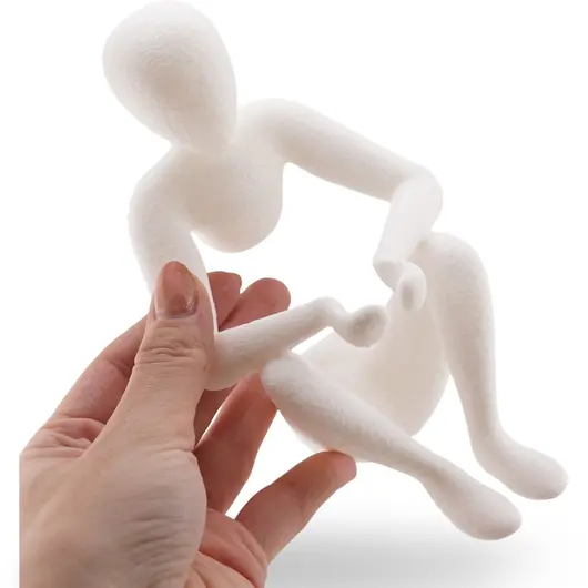 Figurina silueta in pozitie de sezut, 15cm - alb, imagine 4