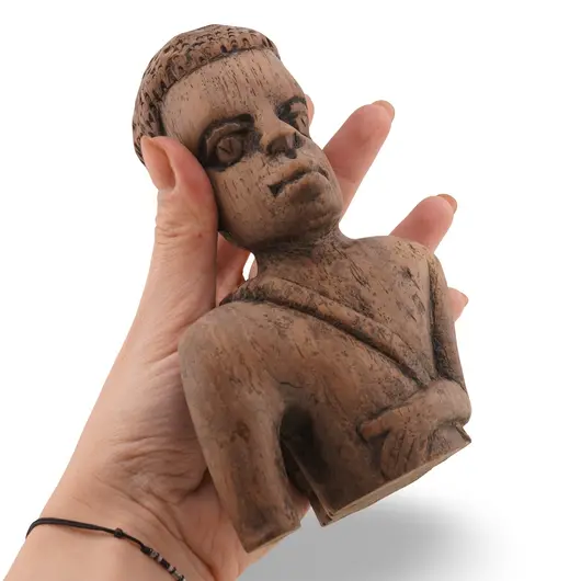 Figurina vintage din lemn bust barbat tribal, 14,5cm, imagine 3