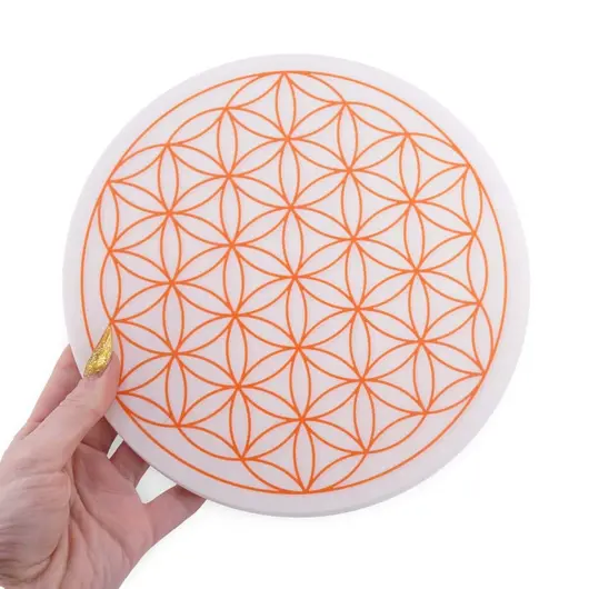 Grila pentru cristale Floarea Vietii, 20cm - alb cu portocaliu, imagine 3