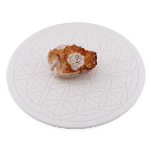 Grila pentru cristale Floarea Vietii gravata, 20cm - alb, imagine 2