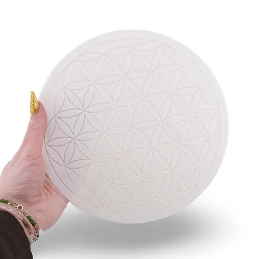 Grila pentru cristale Floarea Vietii gravata, 20cm - alb, imagine 3