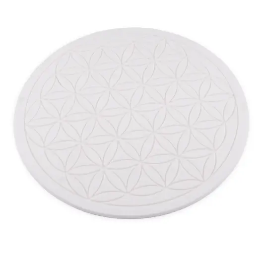 Grila pentru cristale Floarea Vietii gravata, 20cm - alb