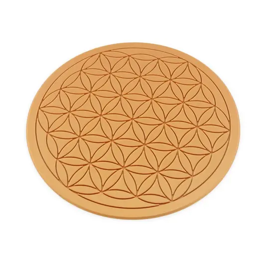 Grila pentru cristale Floarea Vietii gravata, 20cm - galben inchis