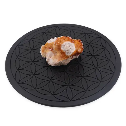 Grila pentru cristale Floarea Vietii gravata, 20cm - negru, imagine 2