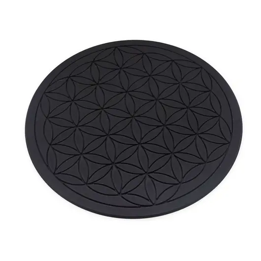 Grila pentru cristale Floarea Vietii gravata, 20cm - negru