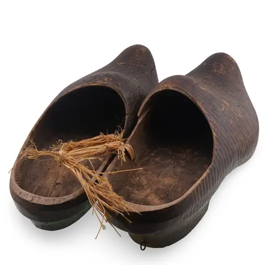 Saboti vintage din lemn sculptat manual, 30cm, imagine 2