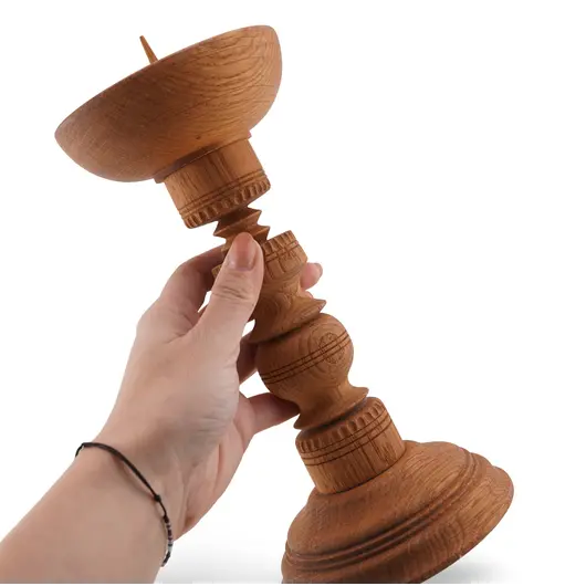 Sfesnic vintage din lemn sculptat, model scandinav - 24cm, imagine 3