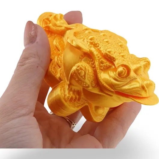 Statueta feng shui Broasca raioasa cu trei picioare pentru atragerea prosperitatii, 8cm - aurie, imagine 4