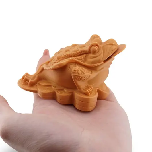 Statueta feng shui Broasca raioasa cu trei picioare pentru atragerea prosperitatii, 8cm - galben inchis, imagine 3