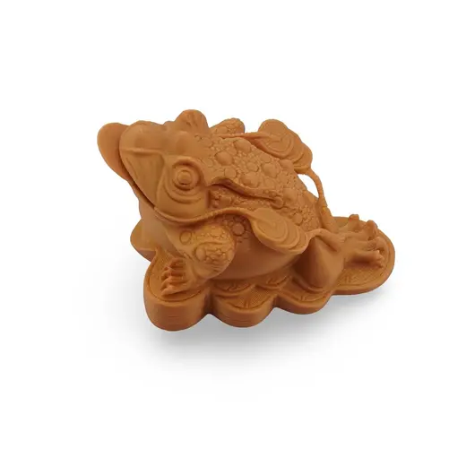 Statueta feng shui Broasca raioasa cu trei picioare pentru atragerea prosperitatii, 8cm - galben inchis