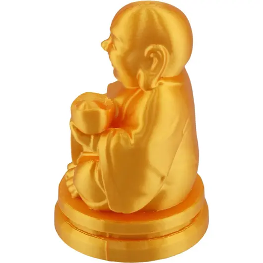Statueta feng shui Buddha vesel cu pepita in mana, 10cm - aurie, imagine 2