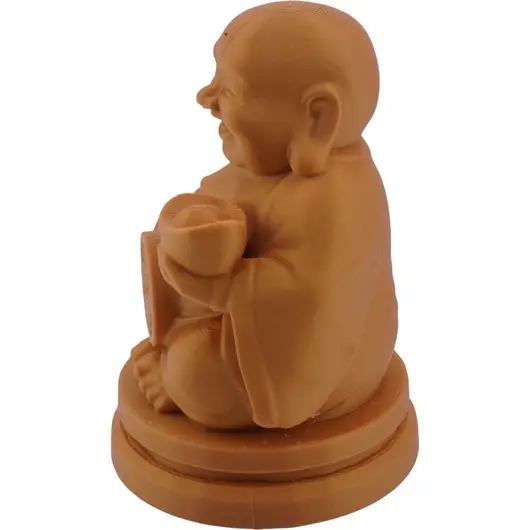 Statueta feng shui Buddha vesel cu pepita in mana, 10cm - galben inchis, imagine 2